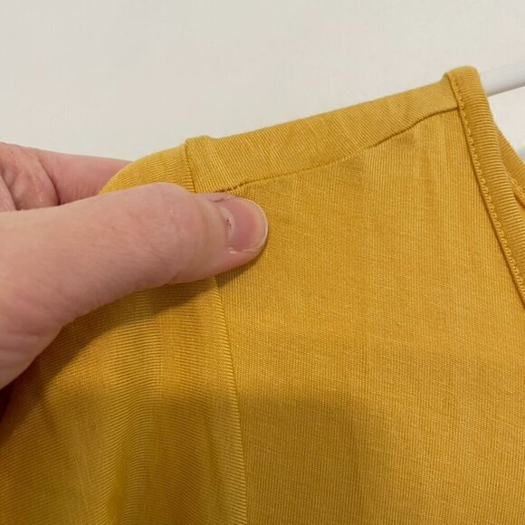 MATILDA JANE Bocce Ball Lace Accent Top Mustard Yellow Lace Back Short Sleeve M - Picture 9 of 16